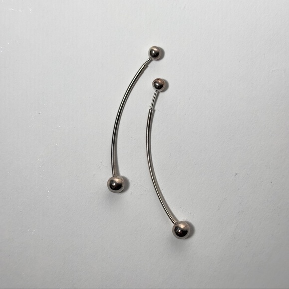 Sterling Silver Curved Barbell Earrings - Picture 1 of 3